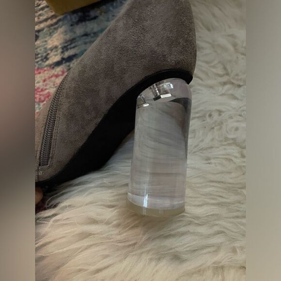 Jeffrey Campbell Lustful Lucite Heel Boots Taupe Suede 8 - Picture 7 of 9